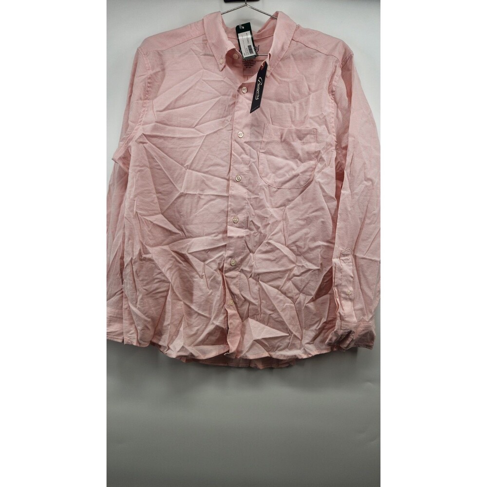 Grayers Men's Light Pink Medium Short Malibu Textured Stretch Long Sleeve Shirt